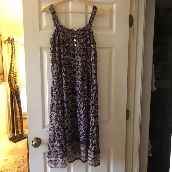 Natalie Martin for Barneys New York 100% Silk Purple Floral Midi Dress -Size S - Picture 2 of 6